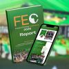 Book and phone Mockups of FEC 2026 Report; blurred image of FEC 2026 audience in background.